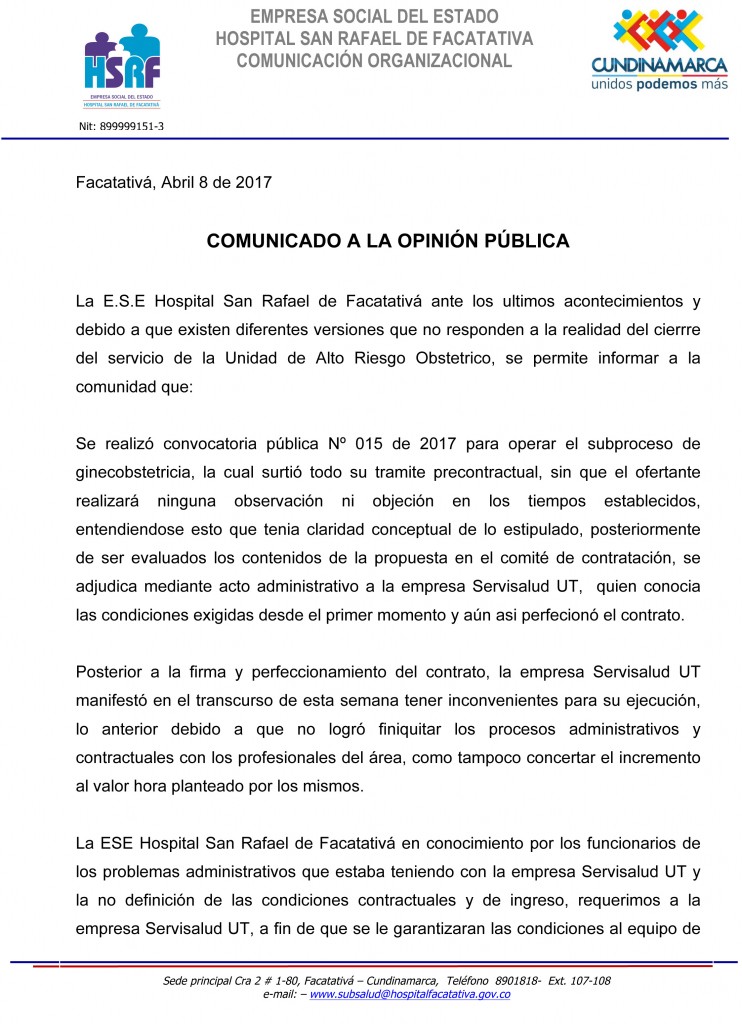 Microsoft Word - comunicado UNIDAD ALTO RIESGO OBSTETRICO.doc